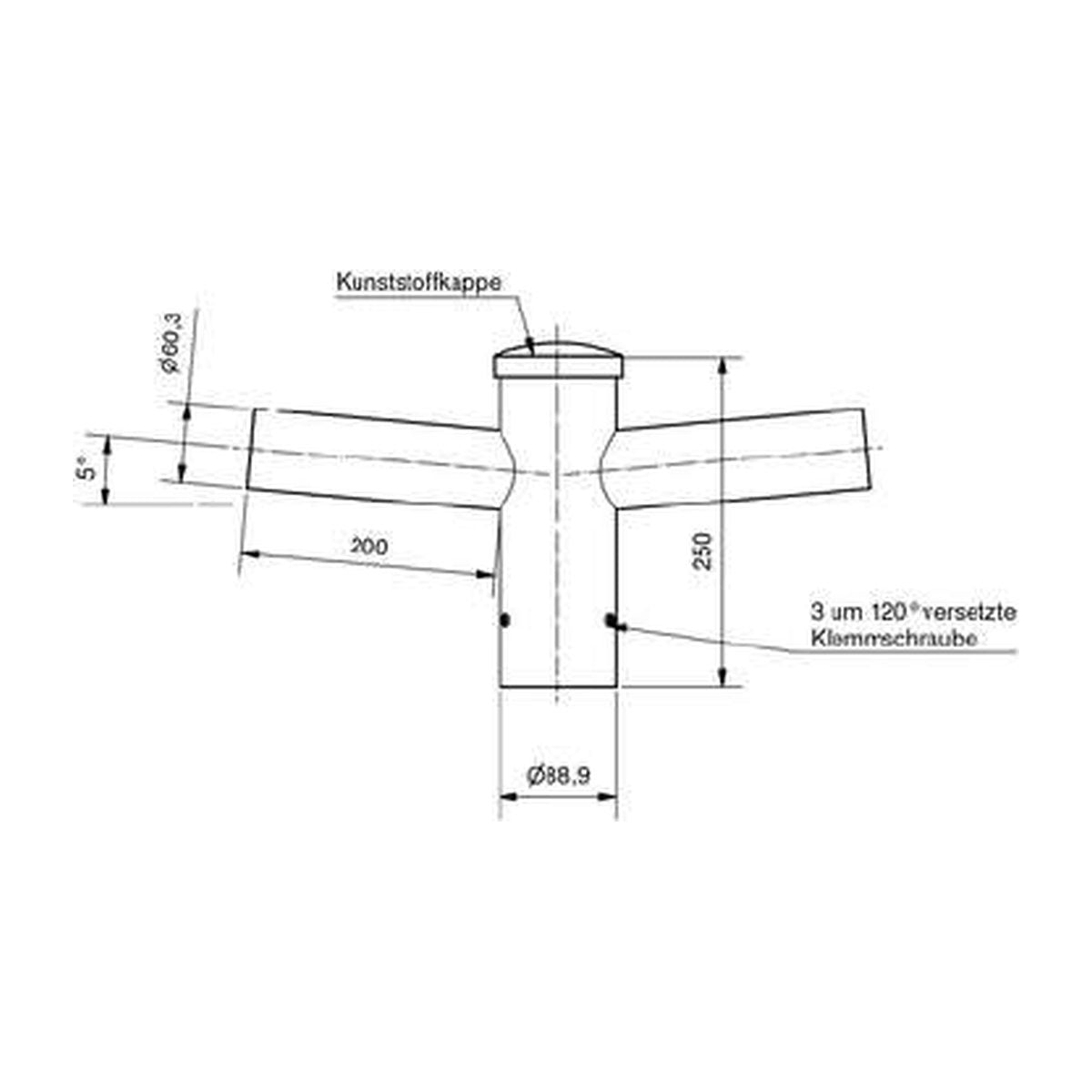 TECPOLES 2-fach Ausleger DAF 76/60-200 – Maßzeichnung