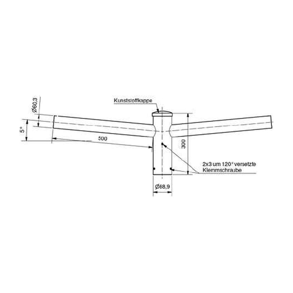 TECPOLES 2-fach Ausleger DAF 76/60-500 – Maßzeichnung