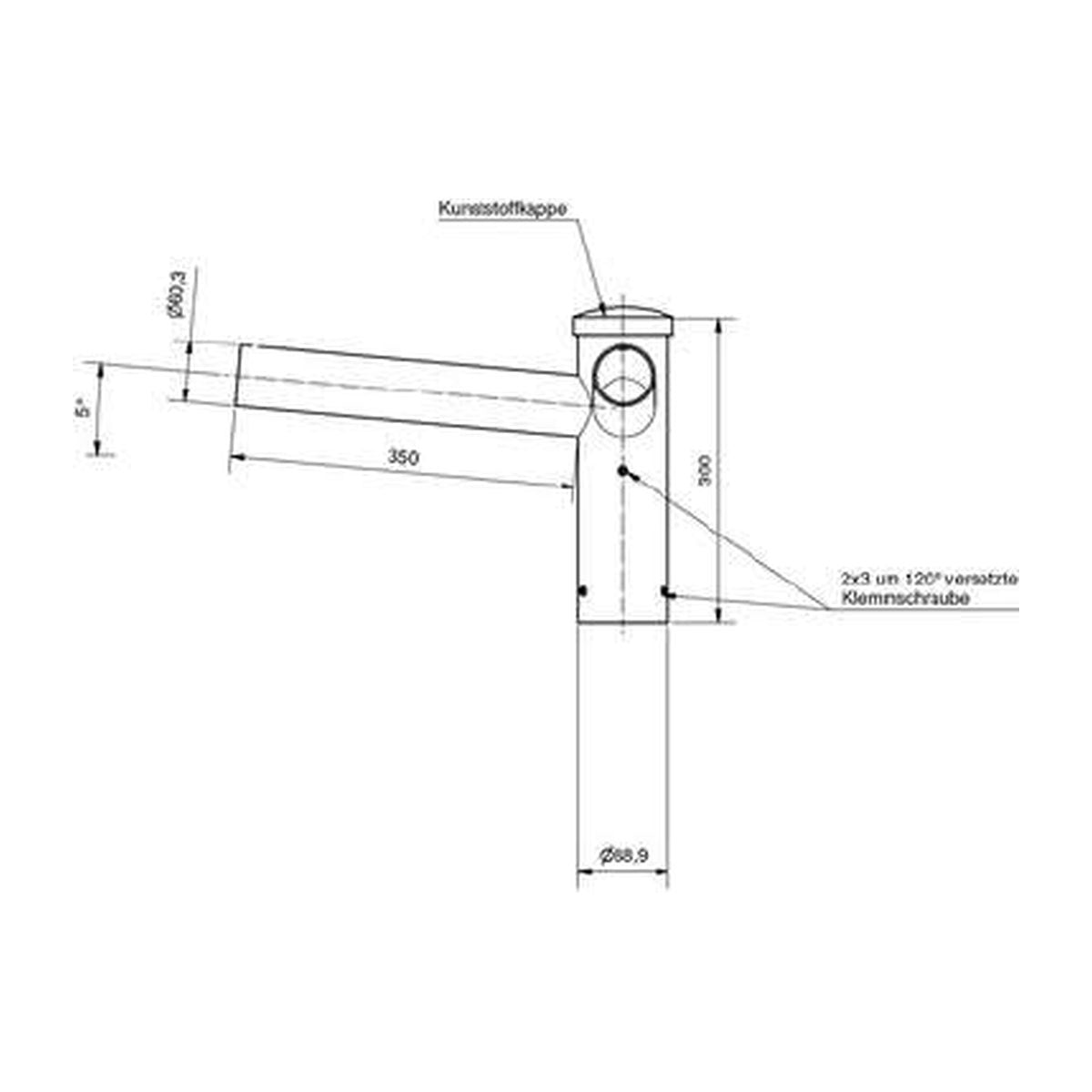 TECPOLES 2-fach Ausleger DAF 76/60-90G – Maßzeichnung